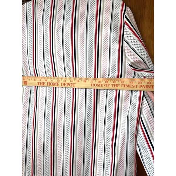 Vintage 80s Alfred Dunner White/Red/Black Stripe Silky Blouse With Bow Womens XL - Picture 6 of 6
